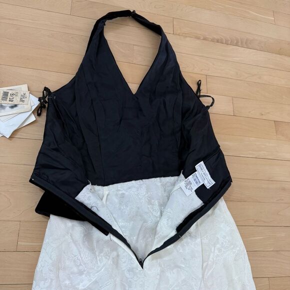 Jessica McClintock Gunne Sax Tuxedo Style Halter Dress in Cream and Black 9/10 N - Picture 13 of 16